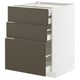 METOD kitchen cabinet in dark brown with three drawers, sleek design.