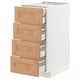 METOD kitchen unit with oak drawers. White base, four wooden drawers, sleek design.