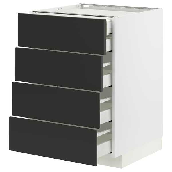 Black ikea METOD drawer unit with 4 large drawers.