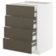 Modern kitchen unit with four dark brown drawers, sleek design.