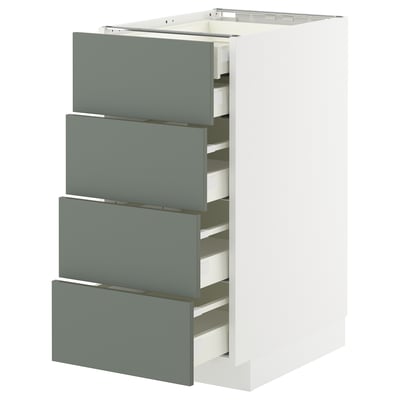 Modern grey-green kitchen unit with four drawers.