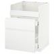 White METOD kitchen unit with drawers and no top panel.