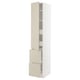 IKEAs METOD kitchen unit in beige with adjustable shelves and drawers.