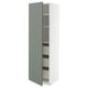 Modern kitchen cabinet, white with green-gray door, adjustable shelves, left or right mount.
