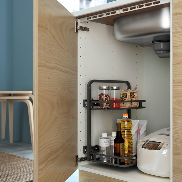 METOD Sink cabinet with organizer, white/Veddinge white, 60x60x80 cm
