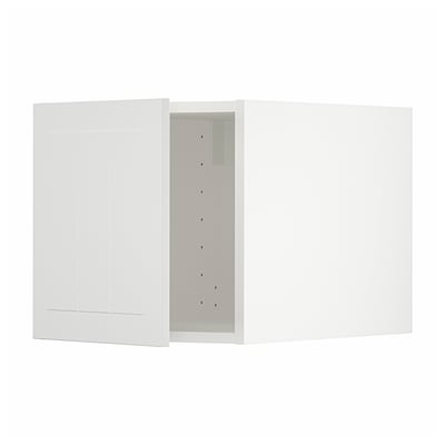 A white METOD kitchen cabinet with multiple shelves.