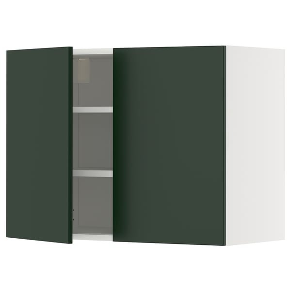 METOD kitchen cabinet, green, square, 2 doors, adjustable shelves.