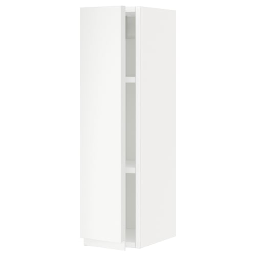 A white METOD kitchen cabinet with a simplistic design. It has three compartments and sleek, handleless fronts.
