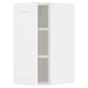 White wall cabinet for kitchen, part of the METOD system, featuring adjustable shelves with a classic wood grain design, mounted on minimalist hinges.