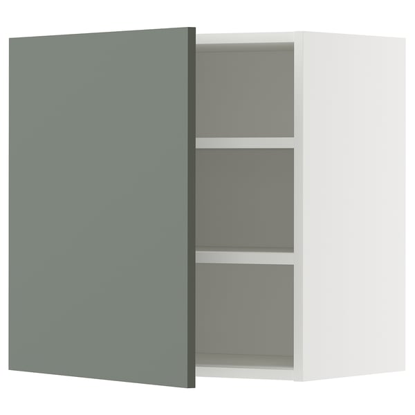 METOD wall cabinet with 3 shelves, nickobe grey-green fronts.