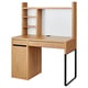MICKE desk - oak, white board, black legs, adjustable shelves