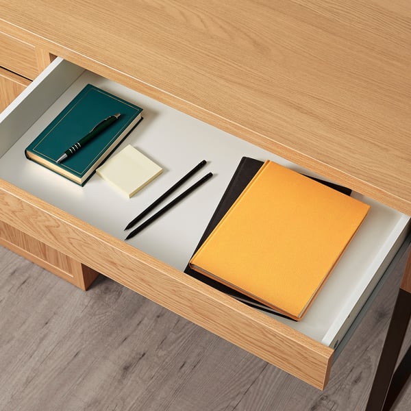 MICKE Desk, oak effect, 105x50 cm