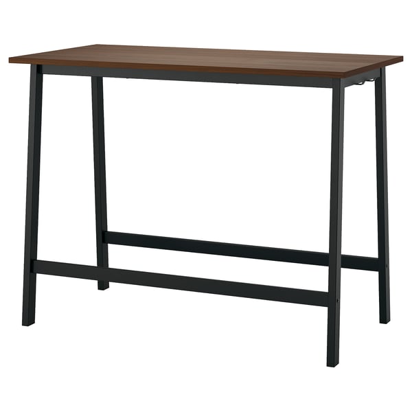 Mitzon high table in brown with black metal frame.