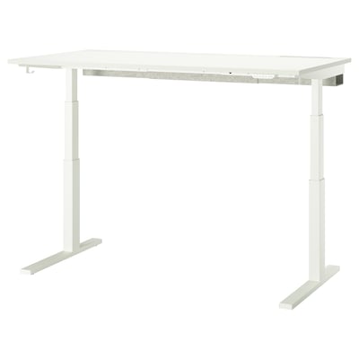 MITTZON sit-stand desk, white, adjustable, dual motors, sleek design, ergonomic, sturdy construction.