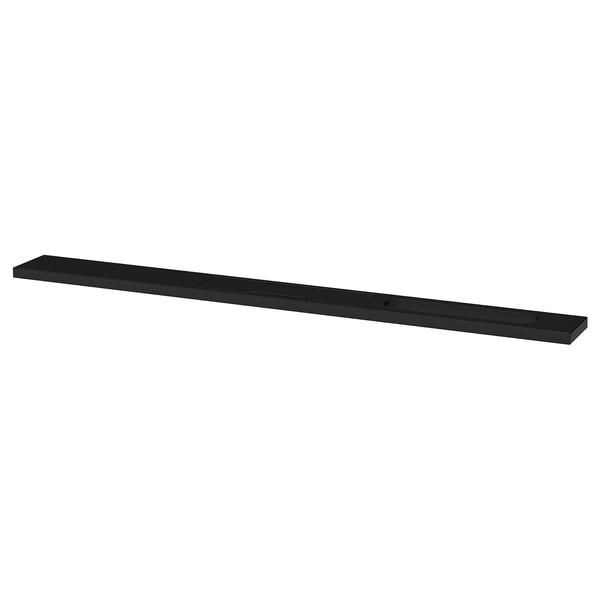 A black MITTZON shelf. It has a rectangular shape and simple design, made of fiberboard with a powder-coated finish.