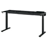 A black MITTZON adjustable desk frame, featuring a width-adjustable design and cable management system.