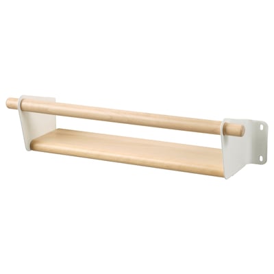 NEREBY wall shelf, light ash wood and white metal, rectangular shape, sleek design for storage.