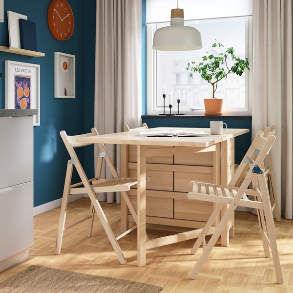 NORDEN / FRÖSVI Table and 4 chairs, birch/beech, 26/89/152 cm