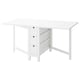 NORDEN white drop-leaf table, 6 drawers, compact, scandinavian design.