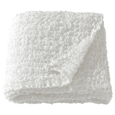OFELIA: soft white throw, 100% recycled polyester, textured, square, for warmth and decoration.