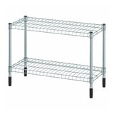 OMAR silver wire shelf, 2-tier, adjustable feet, open design.