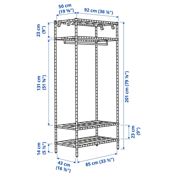 Illustration with measurements for the product: OMAR.