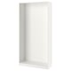 White PAX wardrobe frame, rectangular, minimalist design with adjustable feet.