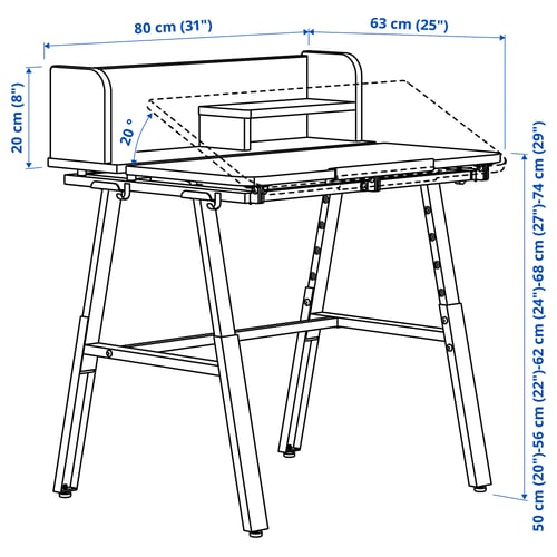 Illustration with measurements for the product: PIPLÄRKA.