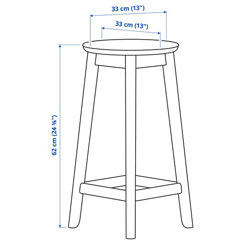 RÄVSTEN Bar stool, counter height black, 62 cm