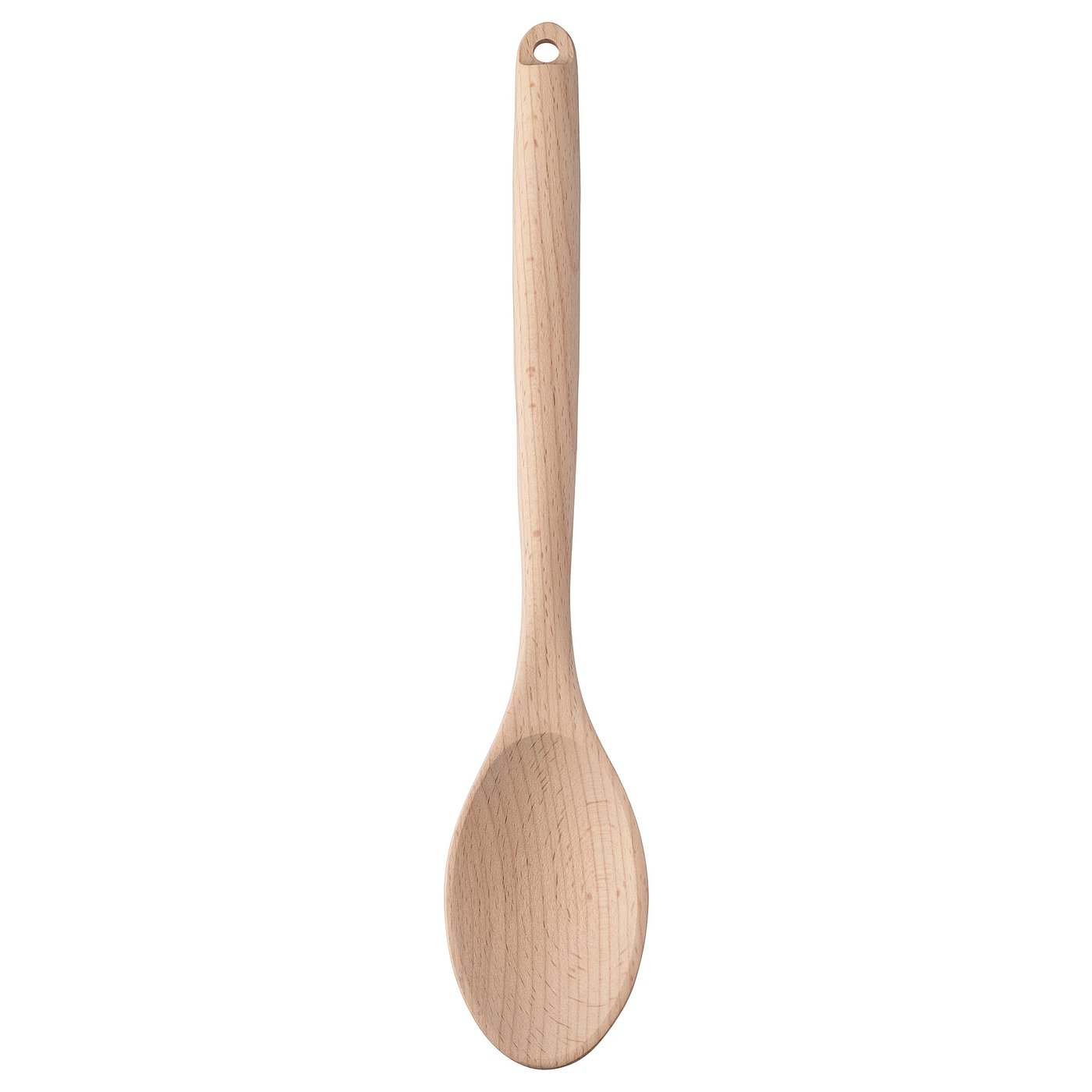 Wooden cooking spoon, RÖRT, light brown, beech wood, long handle, simple design.