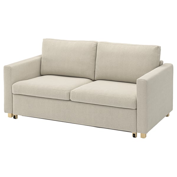 SALTSJÖBADEN sofa-bed, beige, clean design, supportive, folds easily, golden legs.
