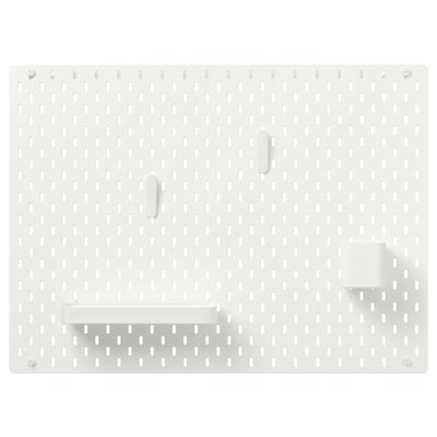 SKÅDIS white pegboard, rectangular, with hooks and shelves, versatile storage.