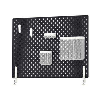 Skads pegboard organiser, black, metallic, rectangular, with mesh baskets.