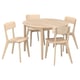 SKANSNÄS 4-seat dining set with round table & matching chairs, light wood, minimalist design.