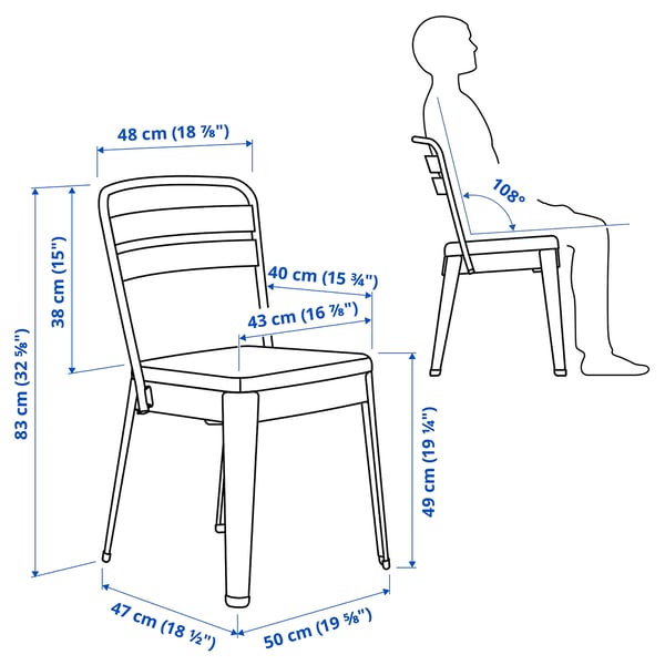 Illustration with measurements for the product: SKOGSTA.