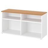 SKRUVBY white & oak tv stand - rectangular, 2 shelves, particleboard