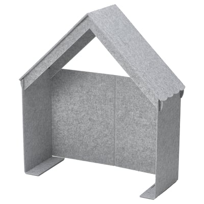 The SLÄKT grey, triangular-shaped bed accessory is made of polyester, creating a cosy, enclosed space for children.