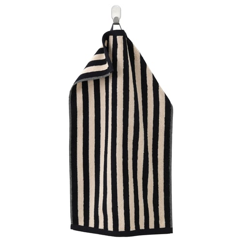 SLÅNHÖSTMAL Hand towel, black/light beige stripe, 40x70 cm