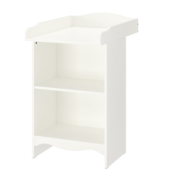 SMÅGÖRA white changing table with storage, rectangular shape, rounded edges.
