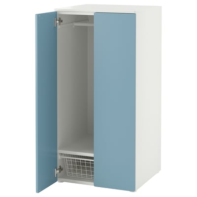 Blue and whitekids wardrobe, two doors, adjustable, soft-close.