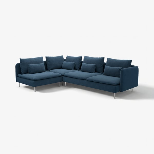 SÖDERHAMN teal sectional sofa with deep seats, sleek lines, and metal legs.