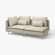SÖDERHAMN beige sectional sofa, light grey fabric, modern low-profile design, deep seats, plush cushions.