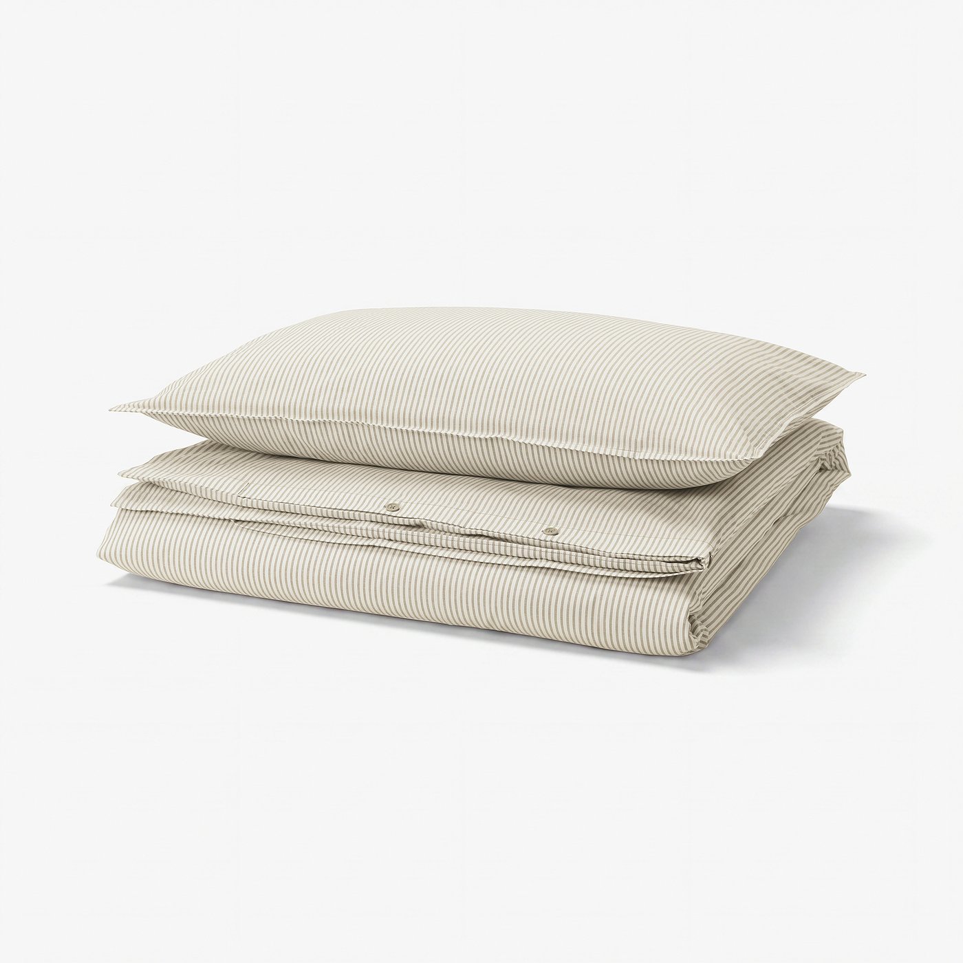 Beige & white striped SOLFIBBLA duvet set, rectangular, cotton.