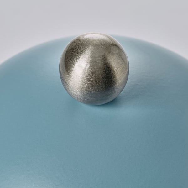 SOLSKUR LED table lamp, light blue/nickel plated