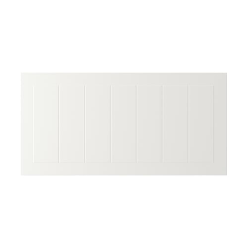 STENSUND white cabinet front with grooved panels, rectangular.