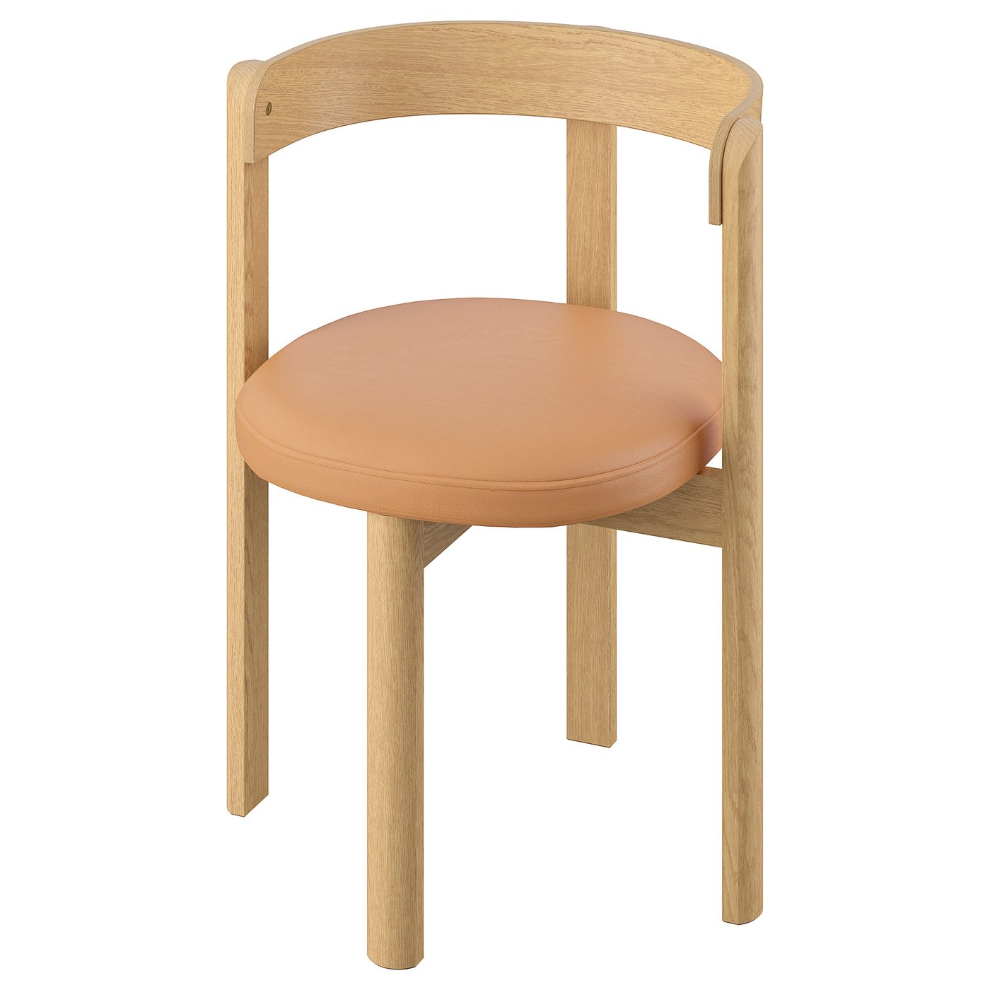 Stylish stockholm chair with wooden frame & orange leather seat, scandinavian design.