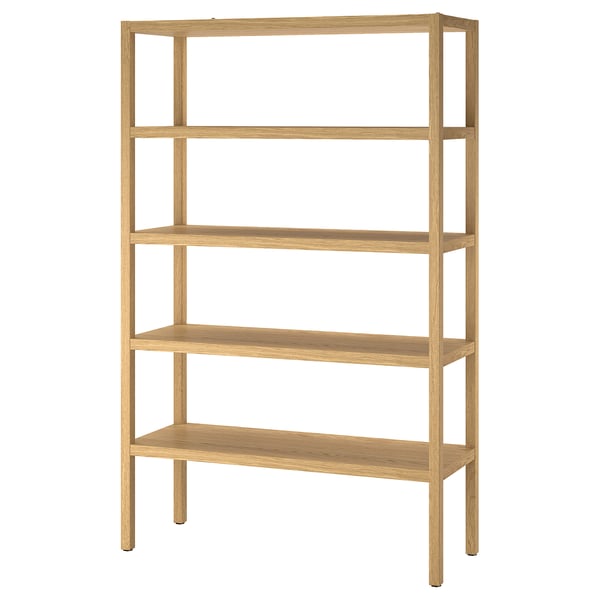 STOCKHOLM 2025 light oak bookshelf: 4-wide, open shelves, minimalist design.