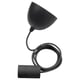 Black modern lamp with adjustable fabric cord, cone shade.