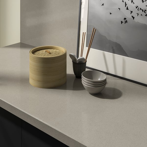 TÄRNHULT Custom-made wall panel, beige stone effect/glass composite, 1 m²x2.0 cm