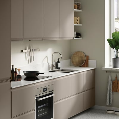 TÄRNHULT Custom-made wall panel, white/gray marble effect/glass composite, 1 m²x2.0 cm